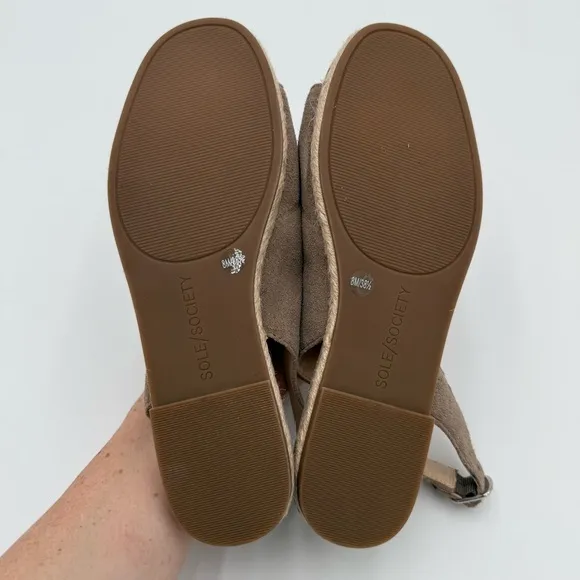Sole Society Dolven Dune Suede Leather Back Strap Summer Sandals Brown 8 NWOT