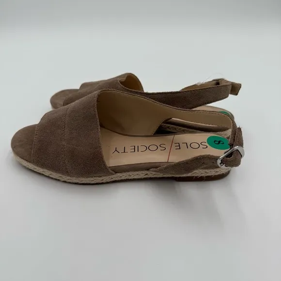 Sole Society Dolven Dune Suede Leather Back Strap Summer Sandals Brown 8 NWOT
