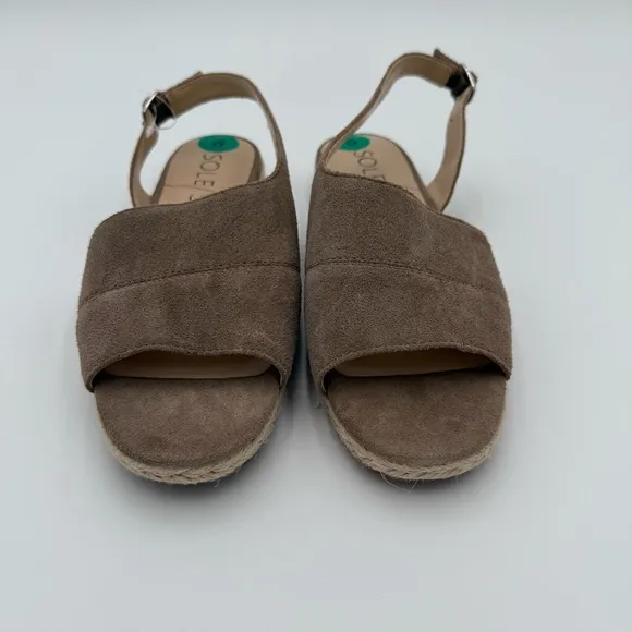 Sole Society Dolven Dune Suede Leather Back Strap Summer Sandals Brown 8 NWOT