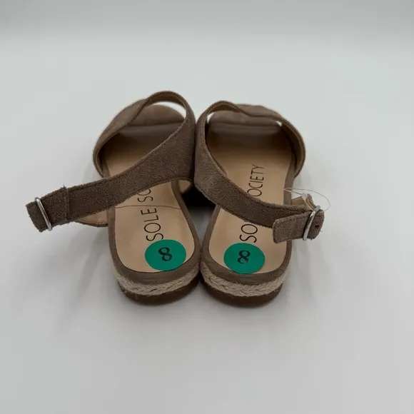 Sole Society Dolven Dune Suede Leather Back Strap Summer Sandals Brown 8 NWOT