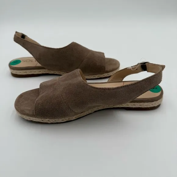 Sole Society Dolven Dune Suede Leather Back Strap Summer Sandals Brown 8 NWOT