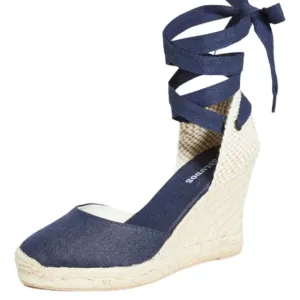 Soludos Classic Wedge Espadrilles in Navy - Size 7 - LIKE NEW