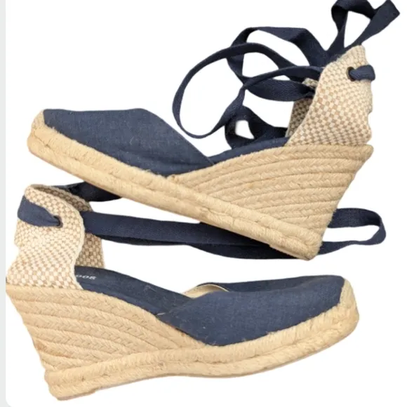 Soludos Classic Wedge Espadrilles in Navy - Size 7 - LIKE NEW