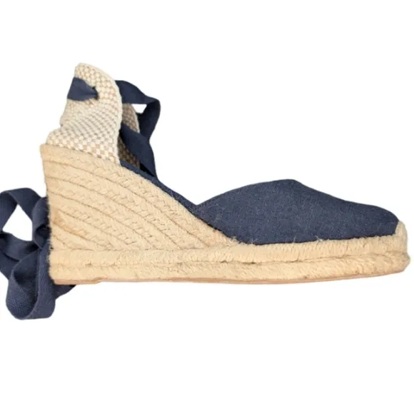Soludos Classic Wedge Espadrilles in Navy - Size 7 - LIKE NEW