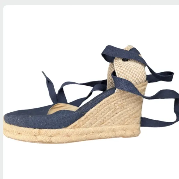 Soludos Classic Wedge Espadrilles in Navy - Size 7 - LIKE NEW