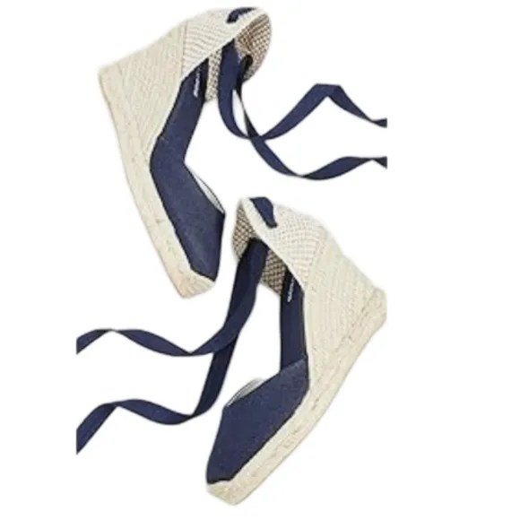Soludos Classic Wedge Espadrilles in Navy - Size 7 - LIKE NEW