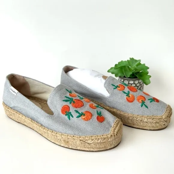 Soludos Clementine Platform Espadrille Chambray Flats Size 7.5 New in Box