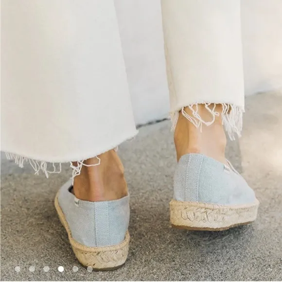 Soludos Clementine Platform Espadrille Chambray Flats Size 7.5 New in Box