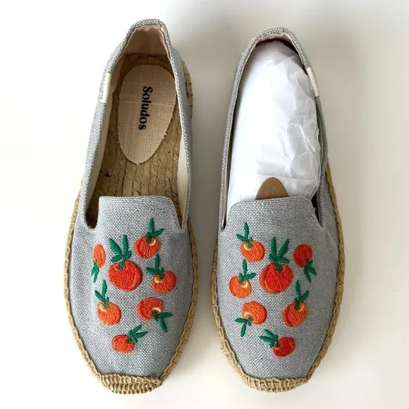 Soludos Clementine Platform Espadrille Chambray Flats Size 7.5 New in Box