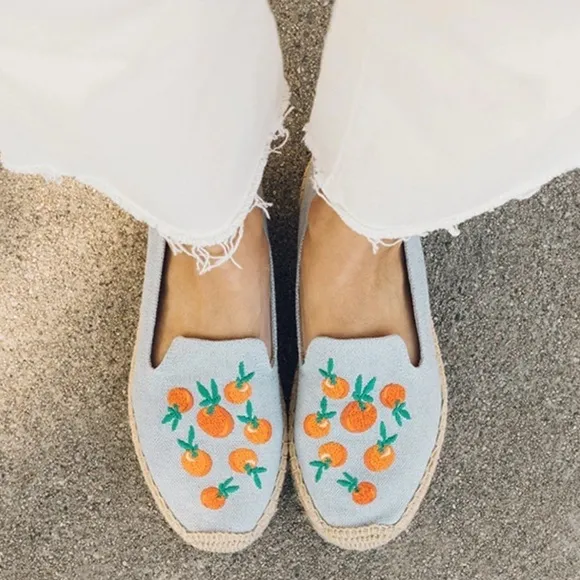 Soludos Clementine Platform Espadrille Chambray Flats Size 7.5 New in Box