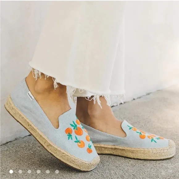 Soludos Clementine Platform Espadrille Chambray Flats Size 7.5 New in Box