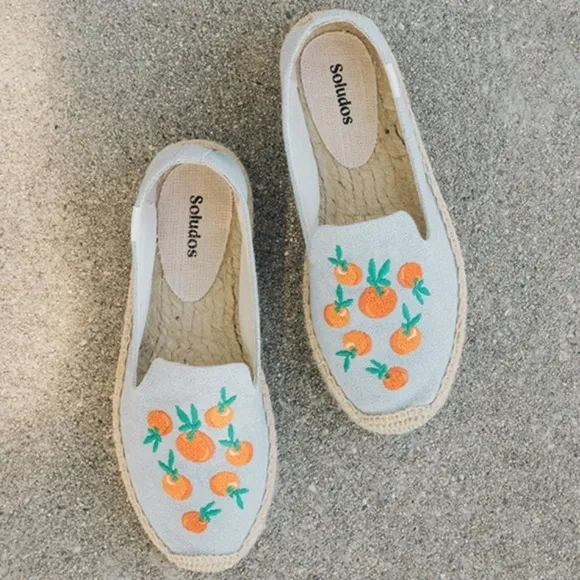 Soludos Clementine Platform Espadrille Chambray Flats Size 7.5 New in Box