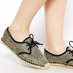 Soludos Lace Up Espadrilles In Black Natural - Flats