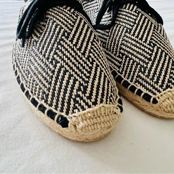 Soludos Lace Up Espadrilles In Black Natural - Flats