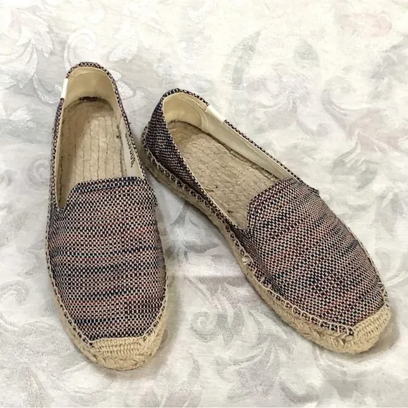 Soludos Platform Espadrilles Union Jack Red Blue Flats size 10