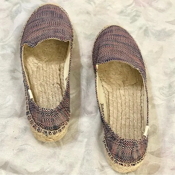 Soludos Platform Espadrilles Union Jack Red Blue Flats size 10