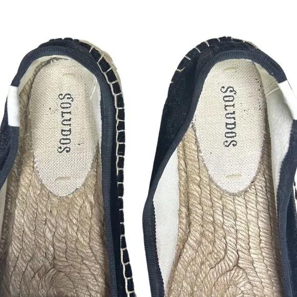 Soludos - Women’s Espadrilles, ‘The Smoking Slipper’ Velvet, Flat - Black Size 8
