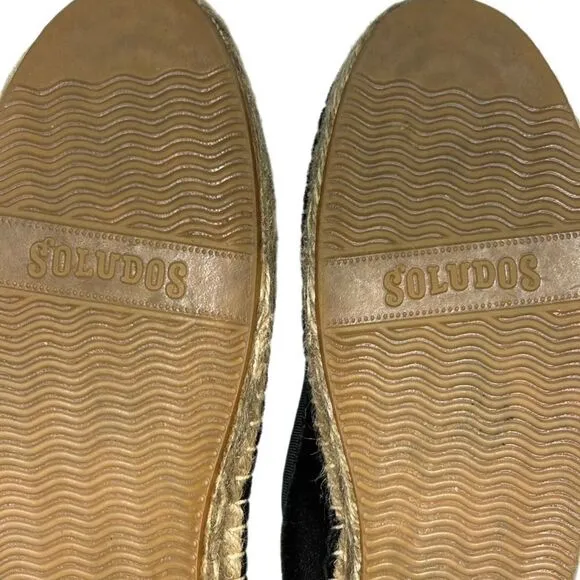 Soludos - Women’s Espadrilles, ‘The Smoking Slipper’ Velvet, Flat - Black Size 8