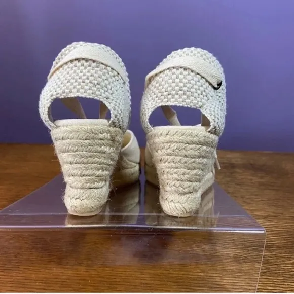 Soludos Women's Lyon Wedge Espadrilles Ivory Closed-Toed Lace up Heel Travel NEW