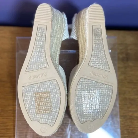 Soludos Women's Lyon Wedge Espadrilles Ivory Closed-Toed Lace up Heel Travel NEW