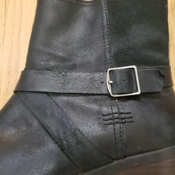 Sorel Cate Waterproof Ankle Booties Women's 9.5 Black Leather Chunky Lug