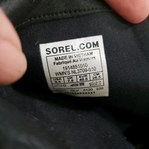 Sorel Cate Waterproof Ankle Booties Women's 9.5 Black Leather Chunky Lug