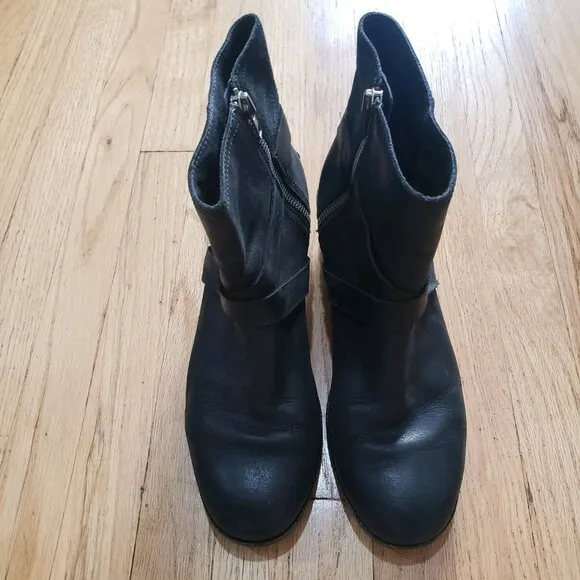 Sorel Cate Waterproof Ankle Booties Women's 9.5 Black Leather Chunky Lug