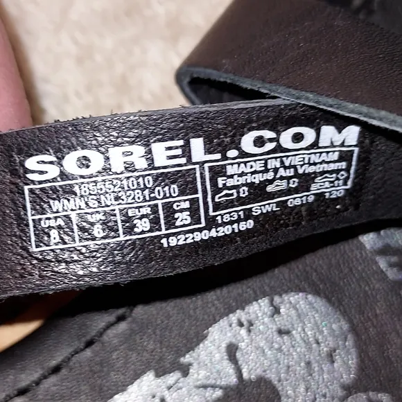Sorel Ella Black Leather Criss Cross Strappy Sandals size 8