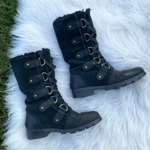 Sorel Emelie Lace Up distressed mid calf Boots 6