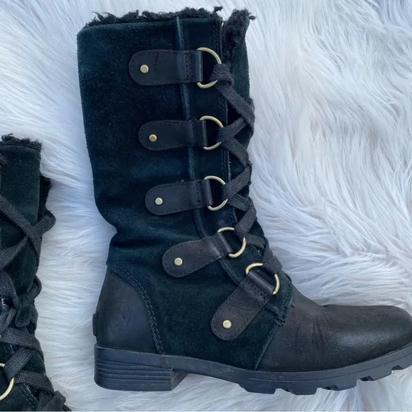 Sorel Emelie Lace Up distressed mid calf Boots 6