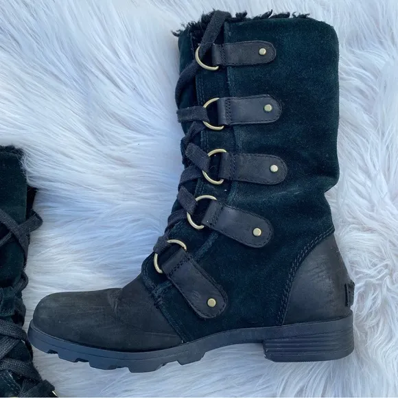 Sorel Emelie Lace Up distressed mid calf Boots 6