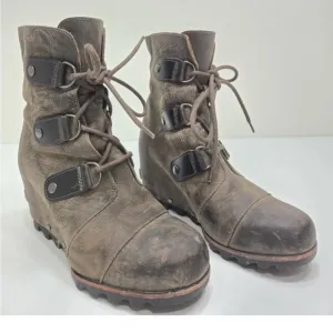 Sorel Joan of Arctic Wedge Mid Calf Boots Booties Shoes Womens Size 7 Brown