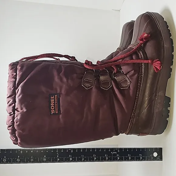 Sorel Kaufman Snow Boots Lace-up Nylon Rubber Insulated Mid Calf Round Toe 8