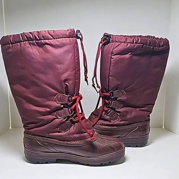 Sorel Kaufman Snow Boots Lace-up Nylon Rubber Insulated Mid Calf Round Toe 8