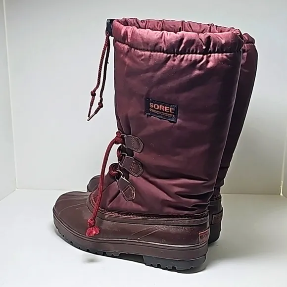 Sorel Kaufman Snow Boots Lace-up Nylon Rubber Insulated Mid Calf Round Toe 8