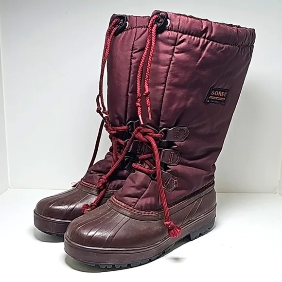 Sorel Kaufman Snow Boots Lace-up Nylon Rubber Insulated Mid Calf Round Toe 8