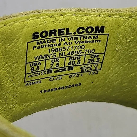 Sorel Kinetic Impact Strappy Sandals Womens 9.5 Green Yellow Adjust NL4695-700