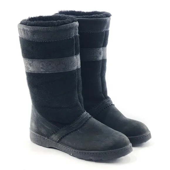 SOREL Real Shearling Lined Black Mid-Calf Winter Boots