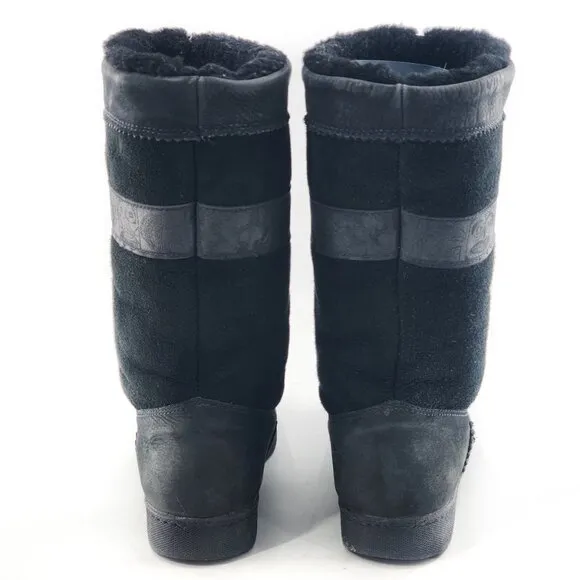 SOREL Real Shearling Lined Black Mid-Calf Winter Boots