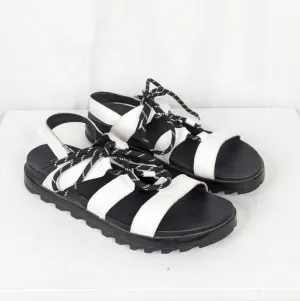 Sorel Roaming Lace Up White Leather Sandals