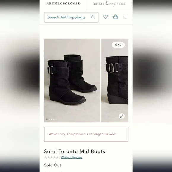 Sorel Toronto Black Suede Mid Calf Wedge Boots Sz 7.5