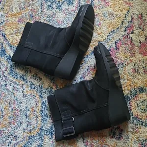 Sorel Toronto Black Suede Mid Calf Wedge Boots Sz 7.5