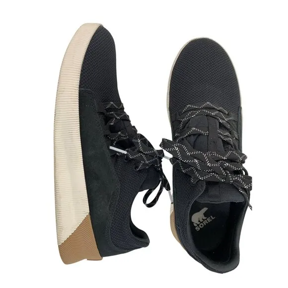 Sorel Womens Black Sneakers Out N About Size 10 Suede Mesh GUC waterproof