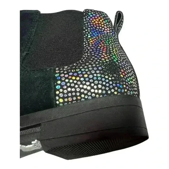 Sorel Women's Black Suede Iridescent Waterproof Booties Size 5 Preowned