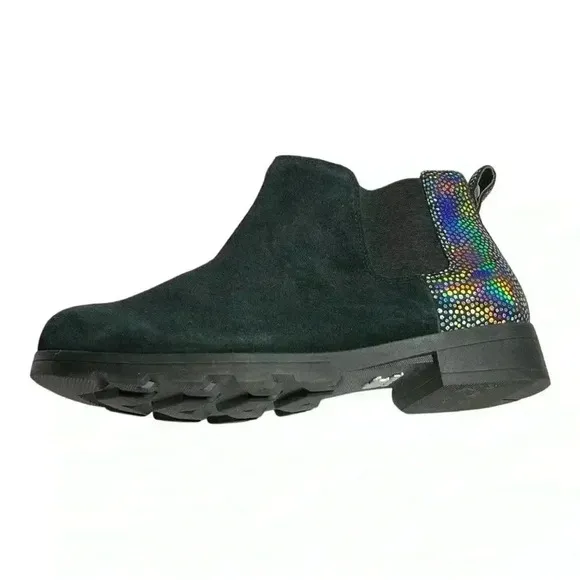 Sorel Women's Black Suede Iridescent Waterproof Booties Size 5 Preowned