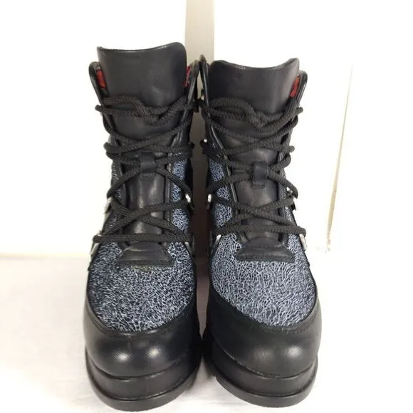 Sorel Women's Blake Shatter US 8,5 Black Red Leather Laceup Chunky Heels Boots