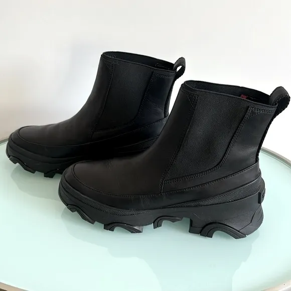 Sorel Women’s Brex Waterproof Black Chelsea Ankle Boots with Chunky Sole Size 10