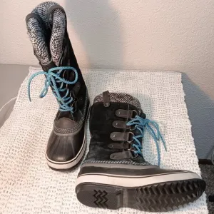Sorel women's 'Joan of Arctic' knit liner mid calf snow winter boots sz 9