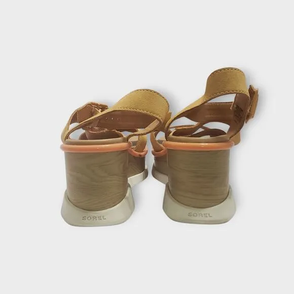 Sorel Womens Joanie III Ankle Strap Wedge Sandals Tan Sz 9 Buckle Gladiator