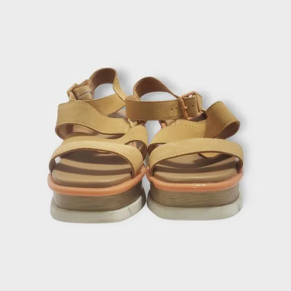 Sorel Womens Joanie III Ankle Strap Wedge Sandals Tan Sz 9 Buckle Gladiator